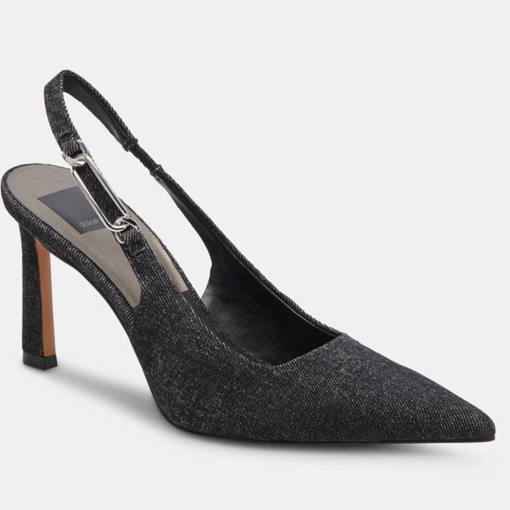 ❌SOLD❌ Dolce Vita Black Denim Heels - Picture 1 of 8